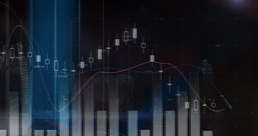 Abstract Digital Financial Chart with Analysis Interface