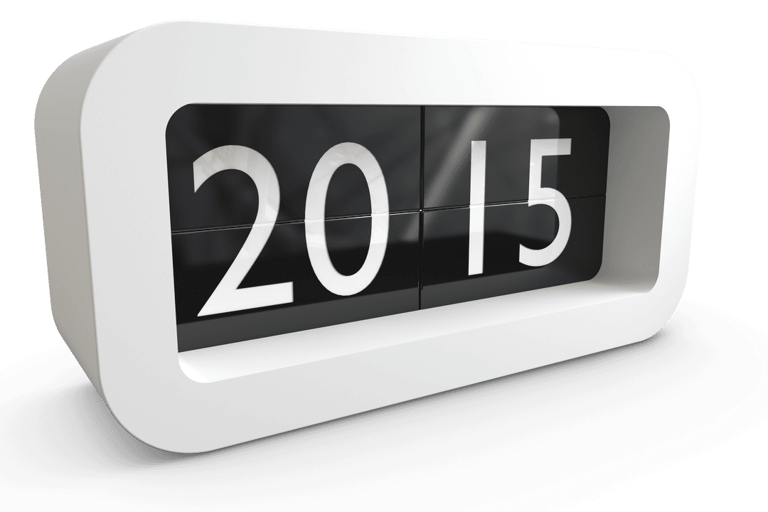 Transparent Flip Clock Displaying 20 15 with White Frame