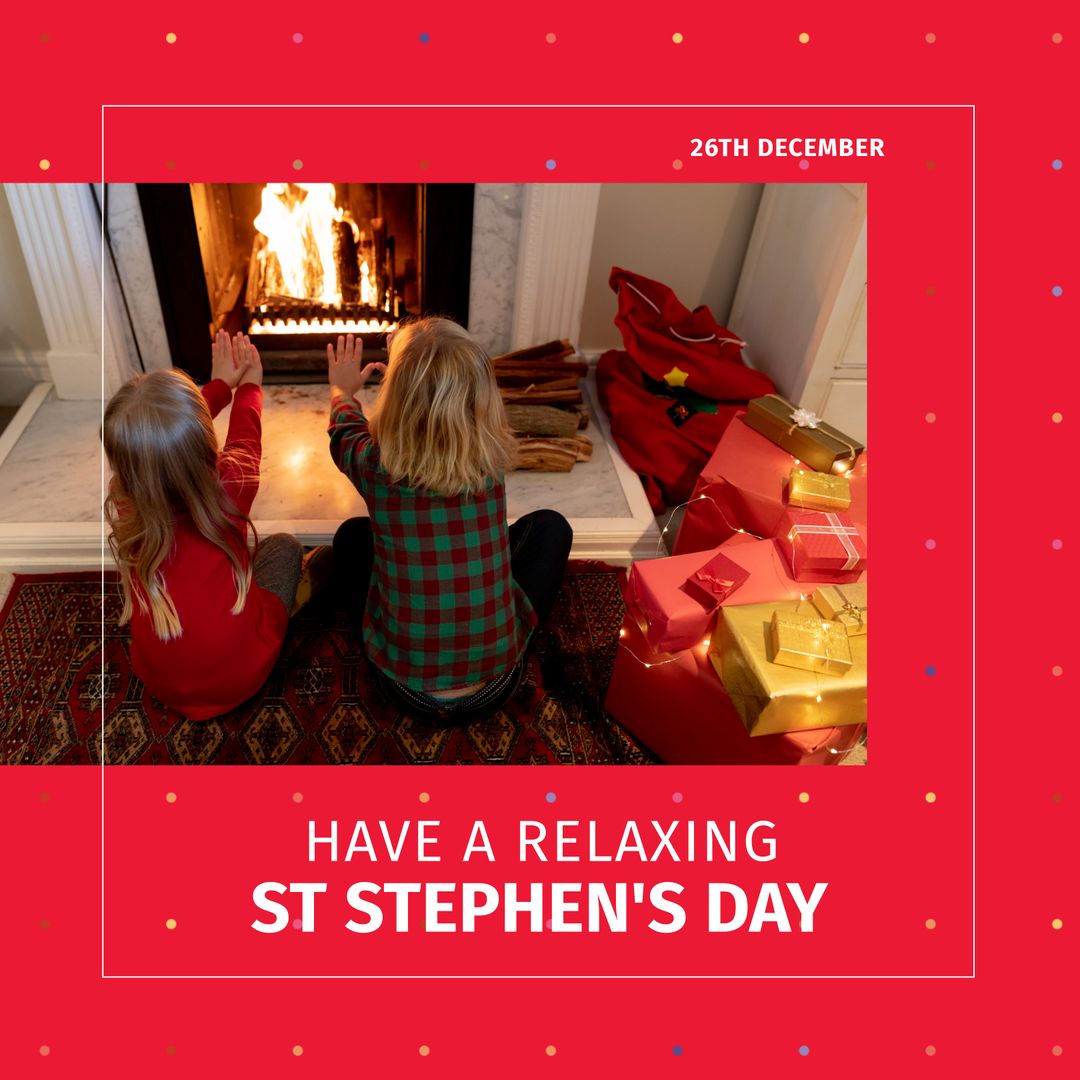 Children Enjoying Cozy Fireplace on St. Stephen's Day Celebration - Download Free Stock Templates Pikwizard.com