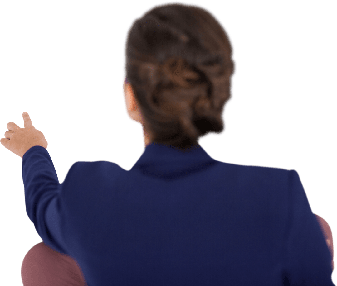 Transparent Rear View of Businesswoman Pointing