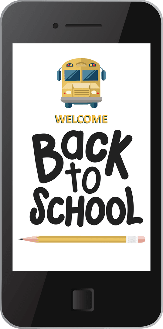Welcome Back to School Banner on Smartphone Screen with Transparent Background