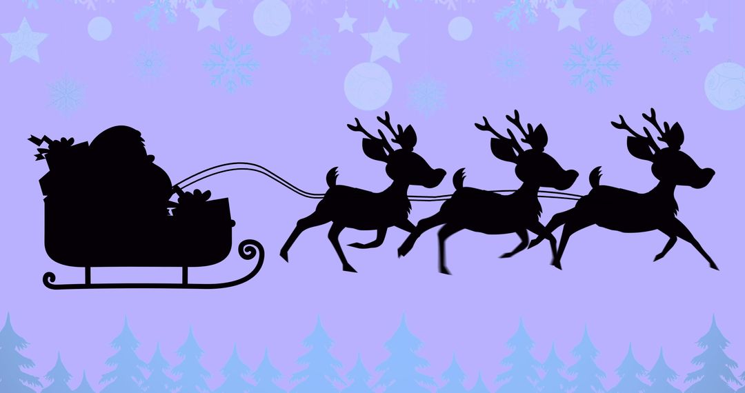 Santa En Route with Reindeers on a Holiday Starry Night