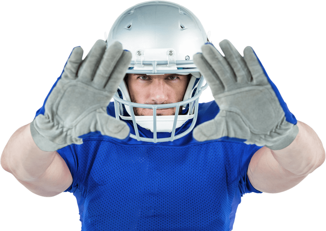 Transparent Football Player in Defensive Motion