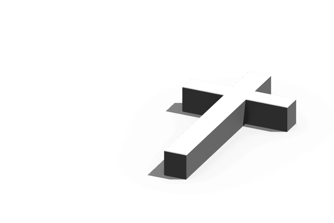 Floating Transparent White Cross Against Dark Background