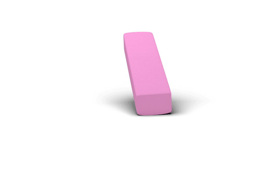 Pink Rectangular Eraser Isolated on Transparent Background