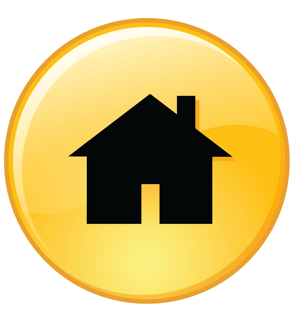 Glossy House Icon on Transparent Background for Web Design
