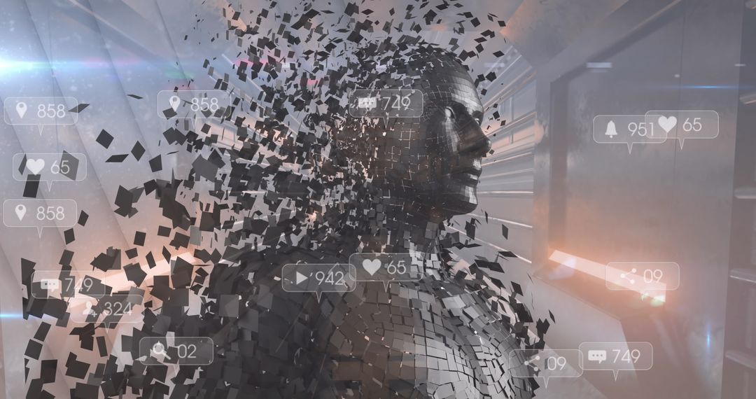 Digital Human Model Undergoing Data Fragmentation in Tech Tunnel