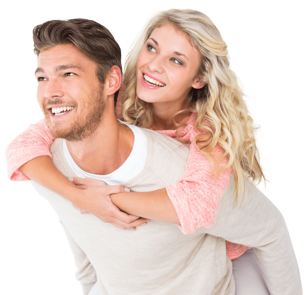 Loving Couple Smiling with Transparent Background