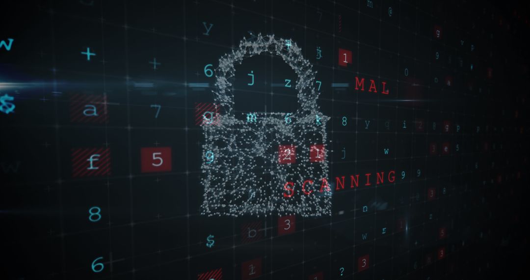 Digital Padlock with Code Grid Implying Cybersecurity