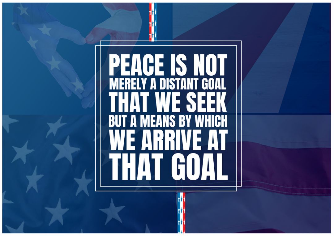 Inspirational Peace Quote with American Flag and Heart Hands - Download Free Stock Templates Pikwizard.com