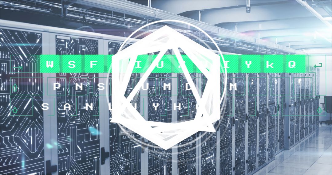 Abstract Digital Interface of Server Room Symbolizing Data Processing