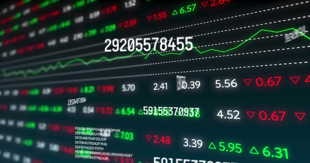 Digital Financial Data Analysis With Green And Red Charts
