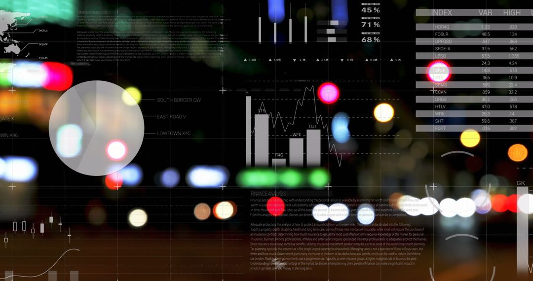 Abstract Digital Data Overlay on Urban Night Lights