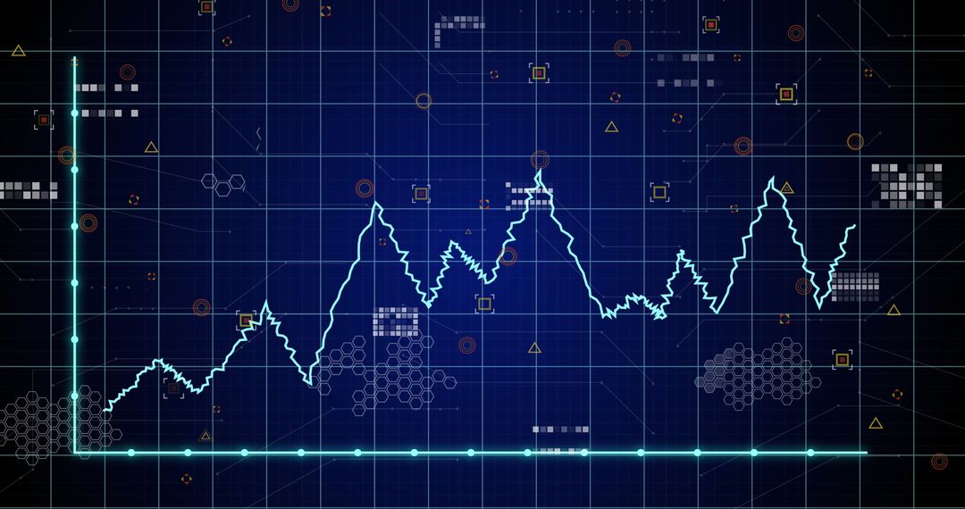 Digital Data Analytics on Blue Grid Background