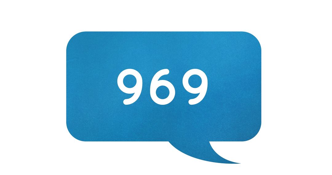 Blue Chat Bubble Icon with Increasing Number 969