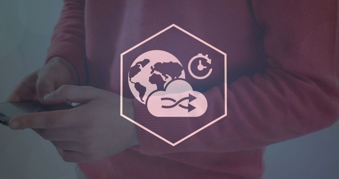 Global Connectivity Digital Interface on Smartphone Screen