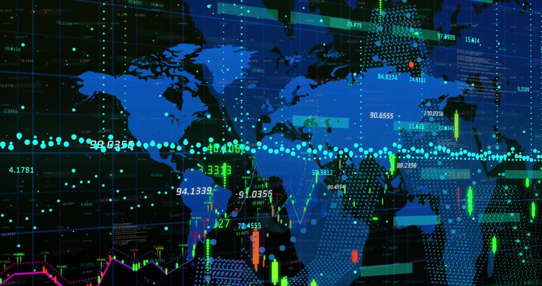 Global business data with world map and qr code visualization