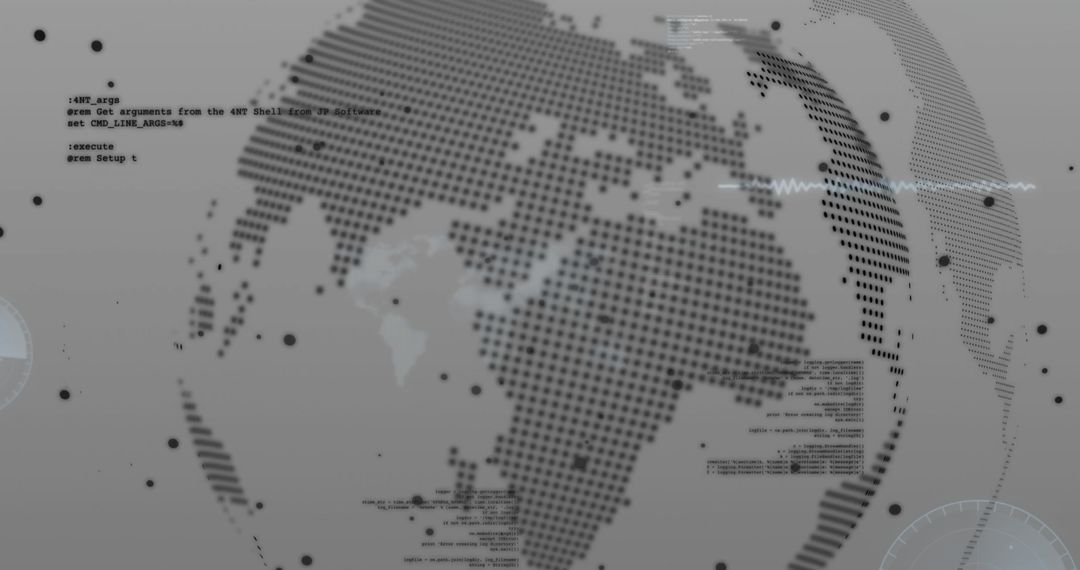 Digital World Map with Data and Coding Elements