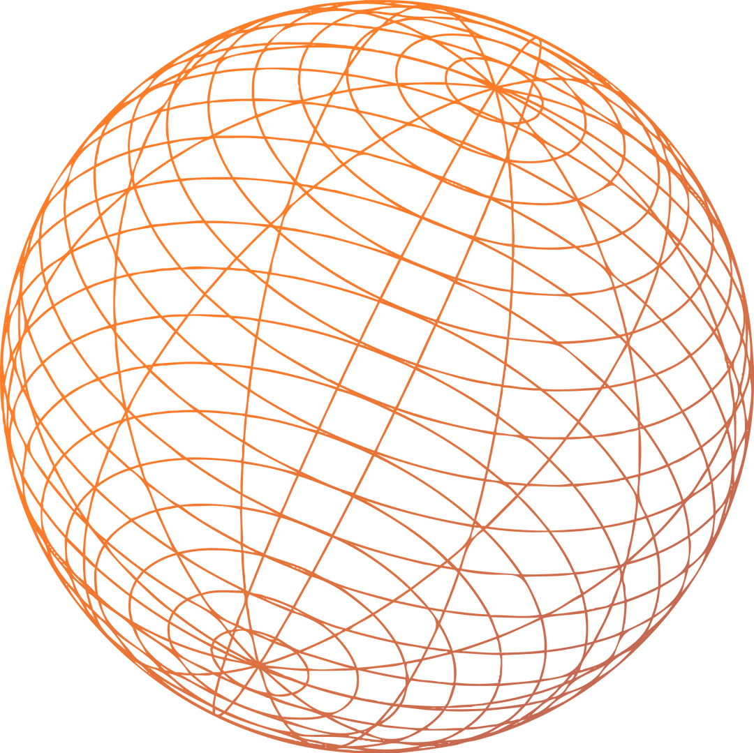 3D Transparent Geometric Wireframe Sphere on Transparent Background