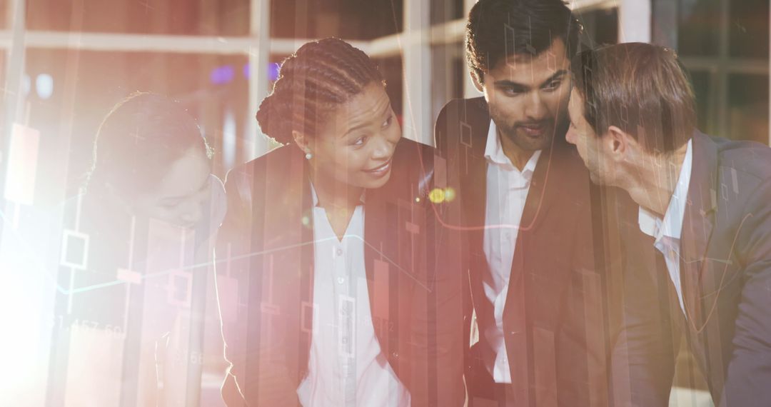 Diverse Business Team Collaborating with Digital Financial Data