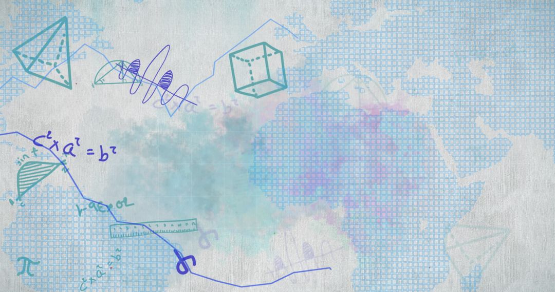 Mathematical Diagrams on Global Map Educational Concept
