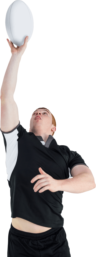 Transparent Rugby Player Catching Ball Action Shot