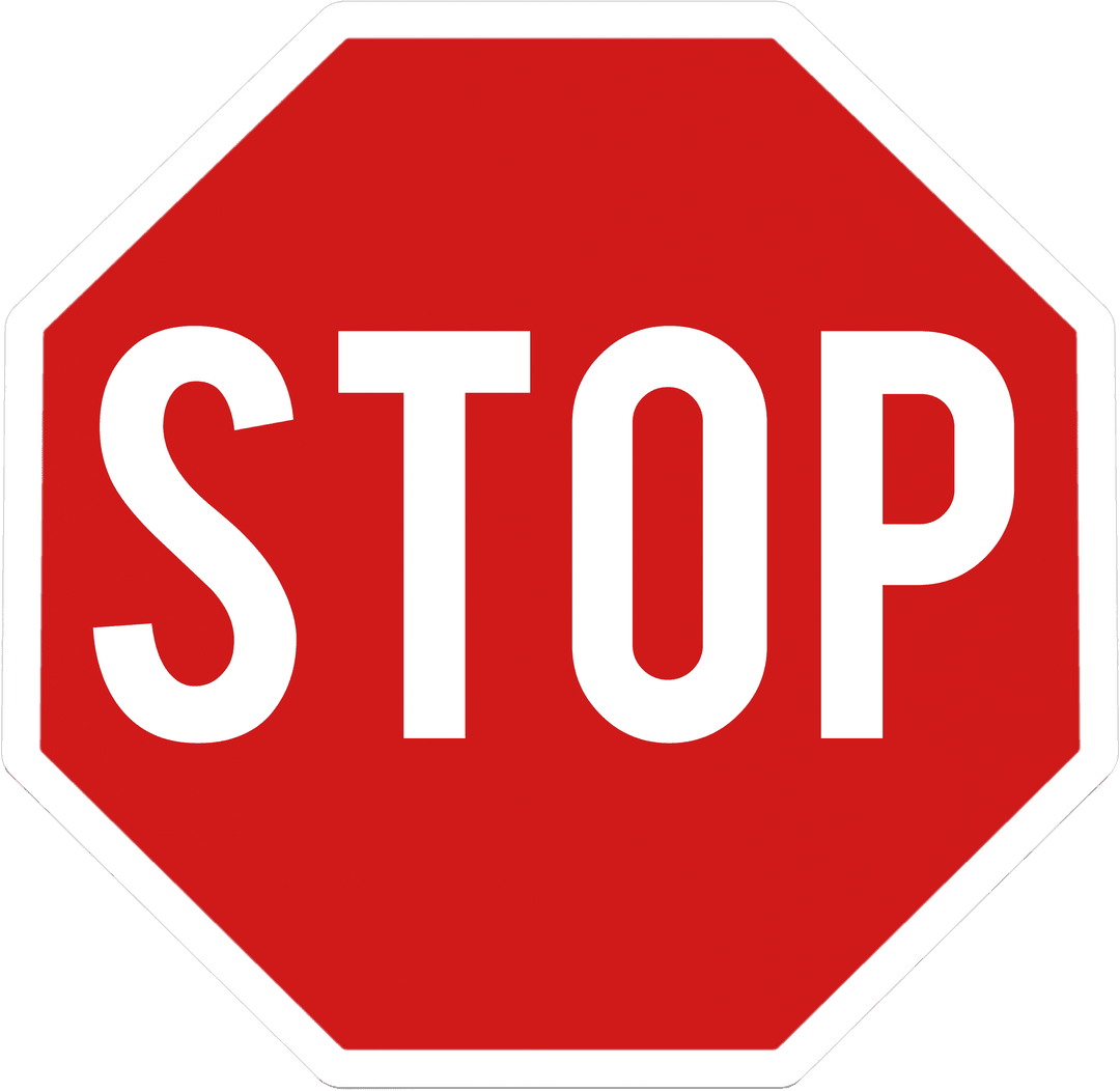 Stop Road Sign on Transparent Background