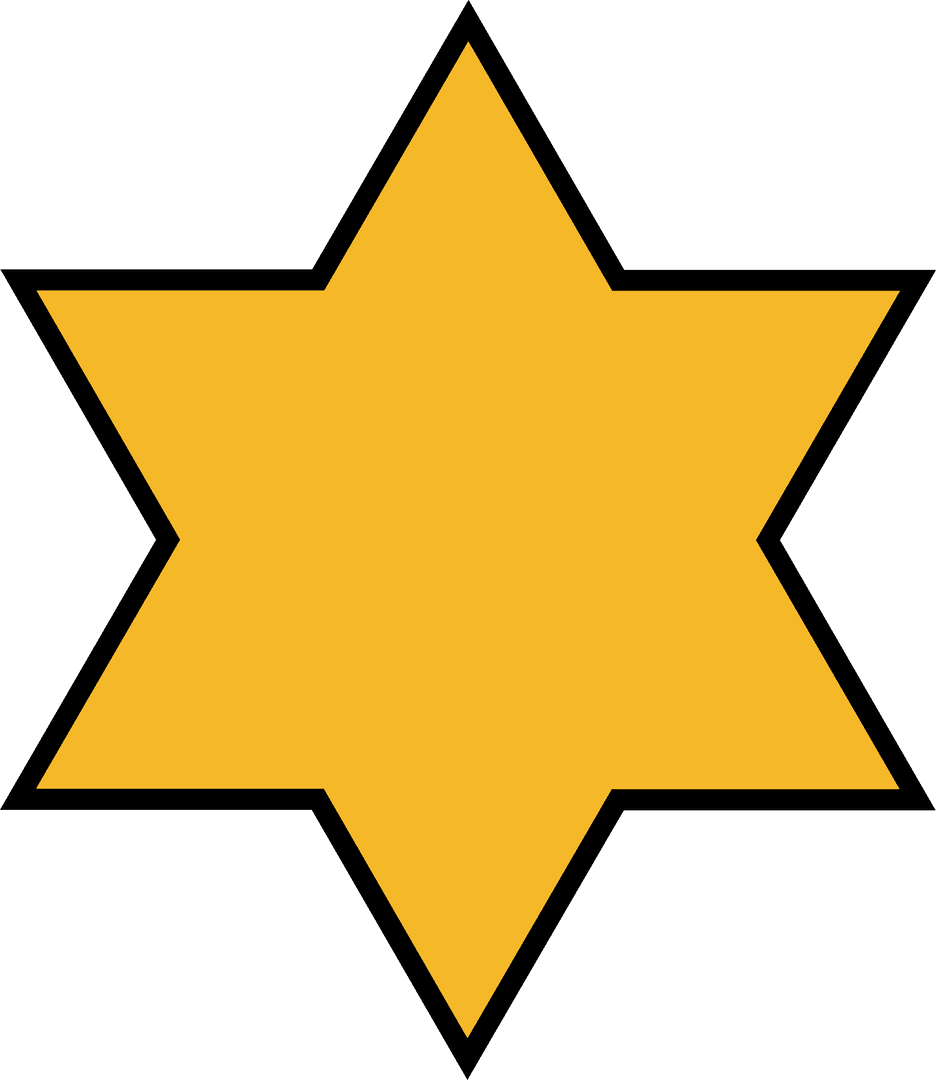 Yellow Six-Pointed Star Icon on Transparent Background