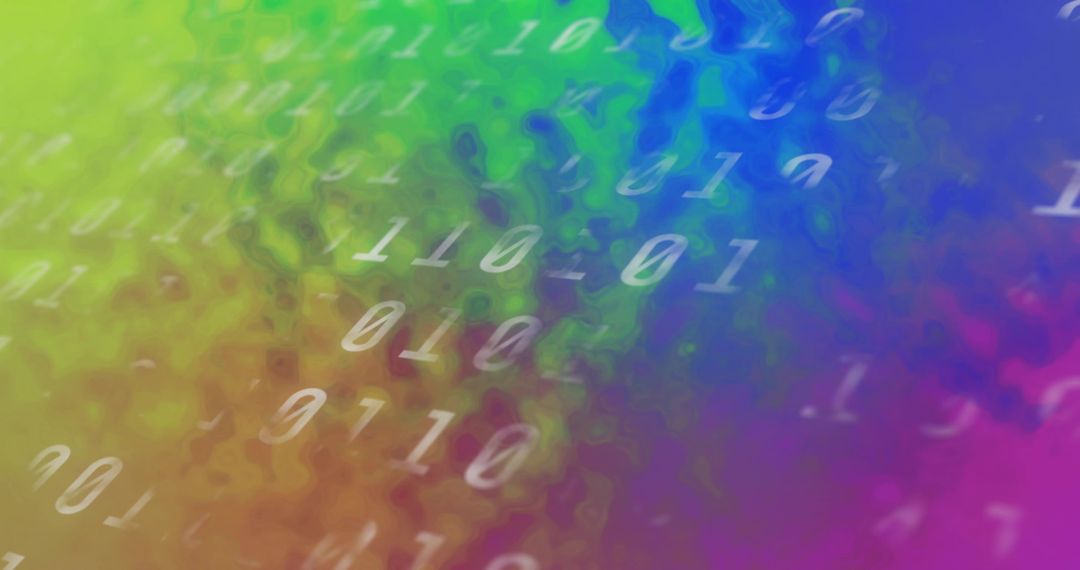 Digital Binary Code Over Multicolored Gradient Background