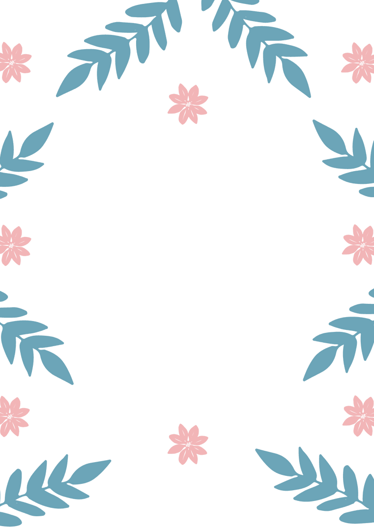 Floral Frame Border with Leaves on Transparent Background