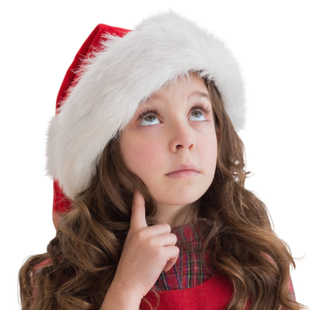 Curious Girl in Santa Hat on Transparent Background - Download Free Stock Images Pikwizard.com