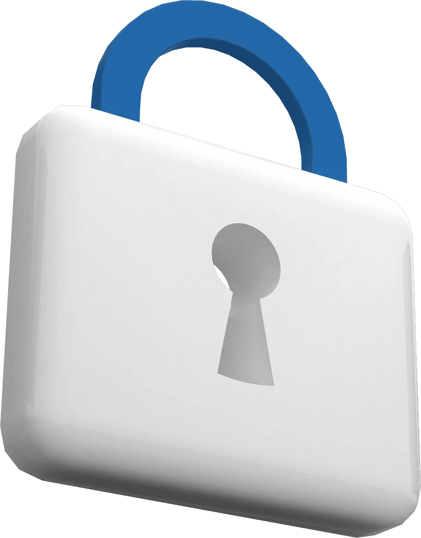 Transparent Blue and White Padlock Illustration for Security Concepts