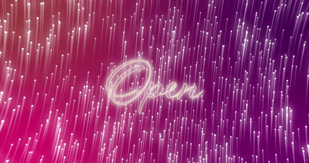 Neon Open Text with Light Trails on Pink Background