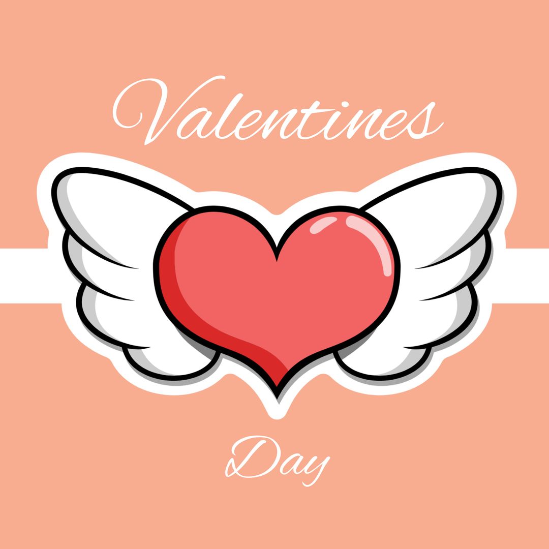 Valentine's Day with Winged Heart Illustration