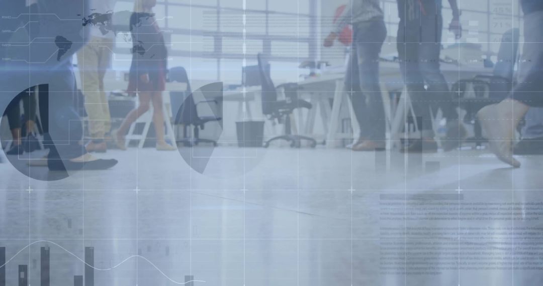 Global Business People Against Financial Data Overlay in Office Environment