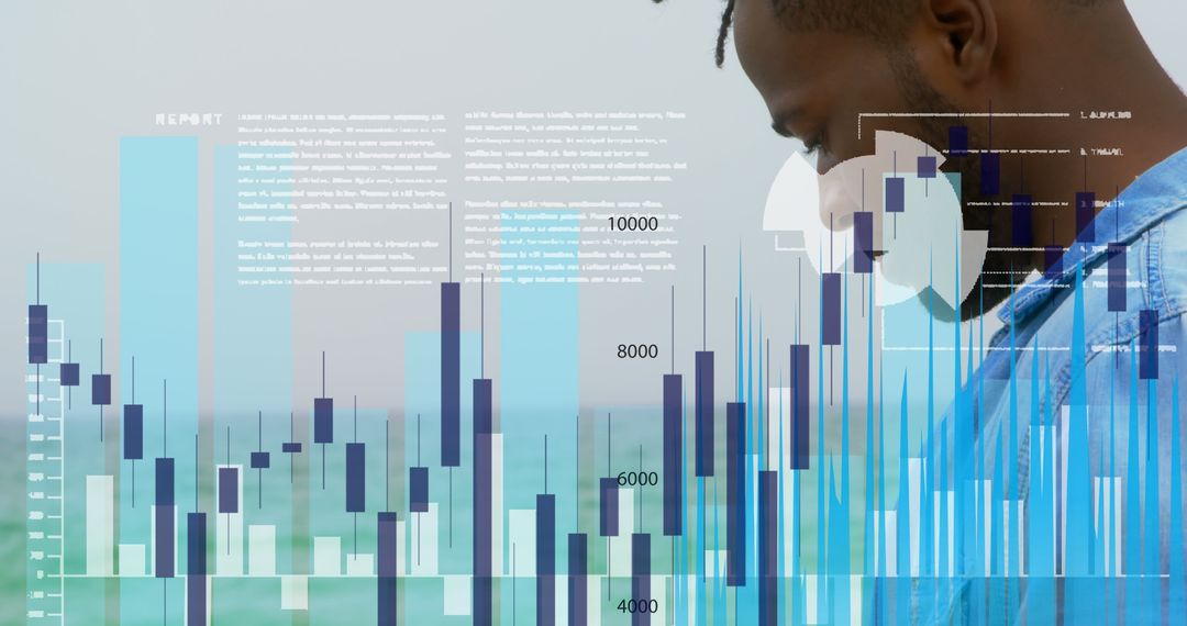 African American Man Analyzing Financial Data on Smartphone