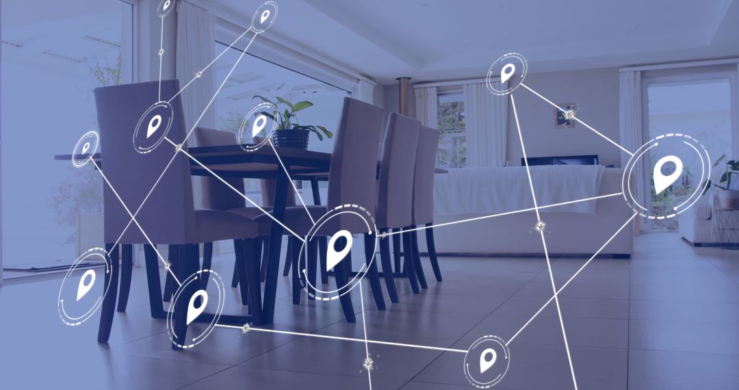 Digital Interface Visualization Over Modern Dining Room