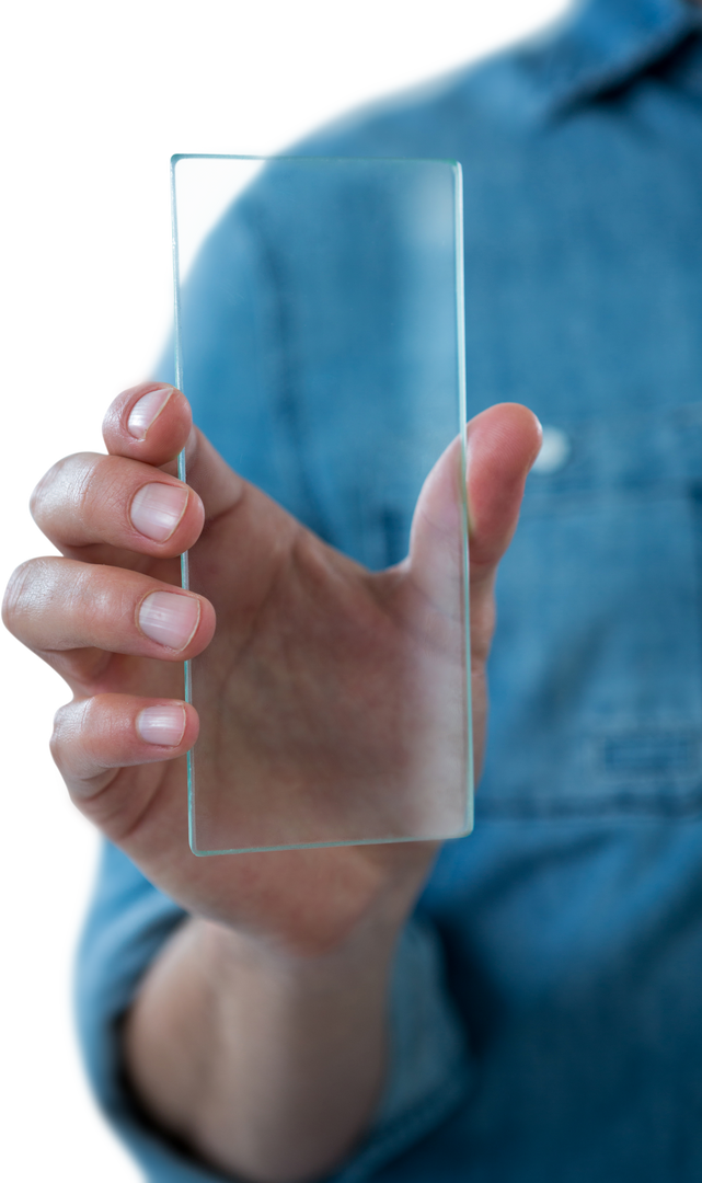 Man Holding Transparent Mobile Device Close-Up - Download Free Stock Images Pikwizard.com