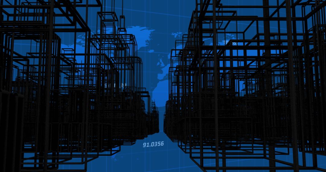 Digital Cityscape Technology Concept on Global Data Network