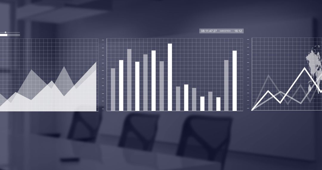 Financial Data on Office Desk with Digital Charts