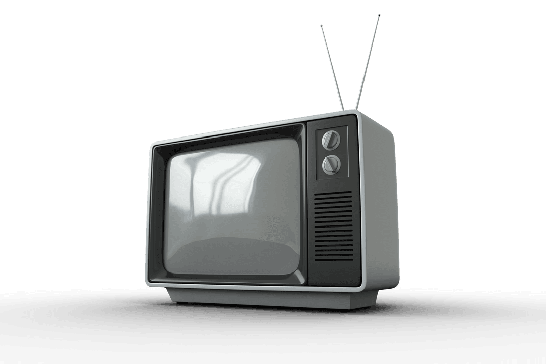 Retro TV Set Isolated on Transparent Background