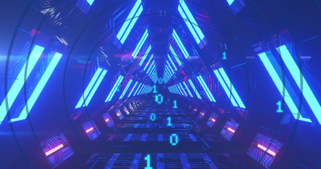 Futuristic Digital Tunnel with Binary Code
