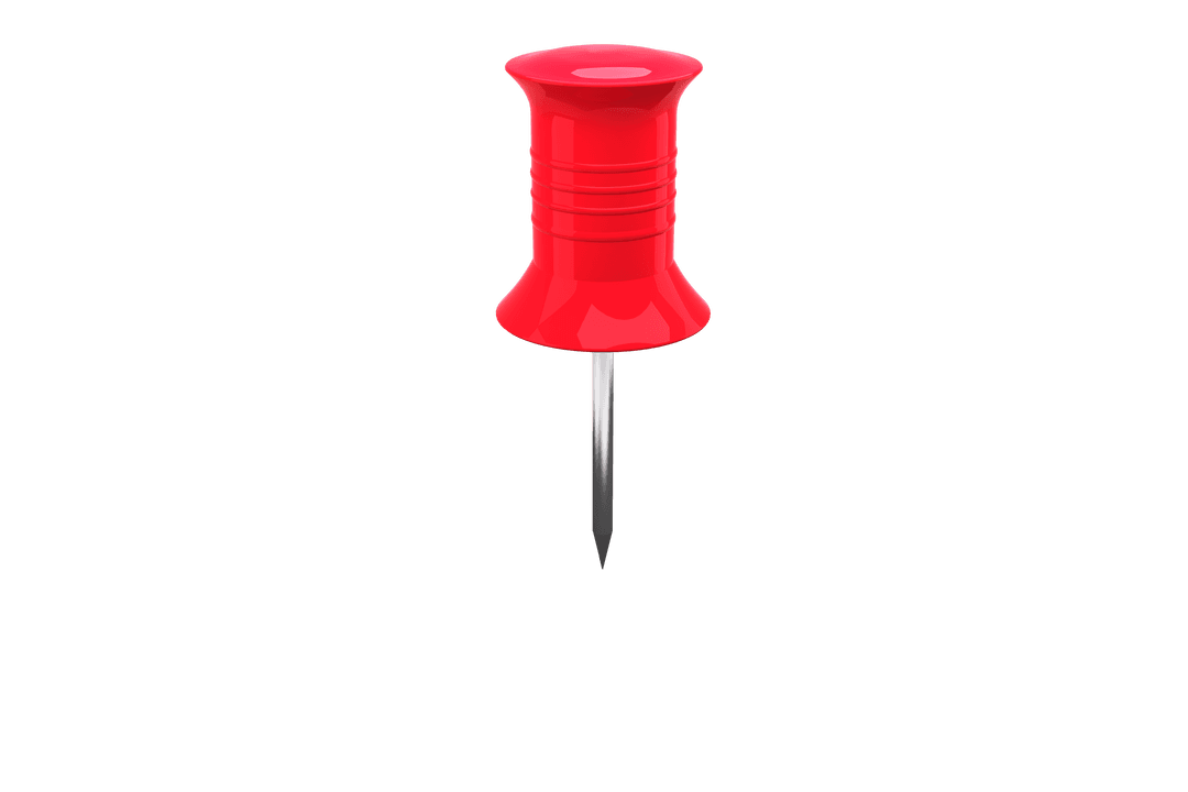 Isolated Red Pushpin on Transparent Background for Office Tasks