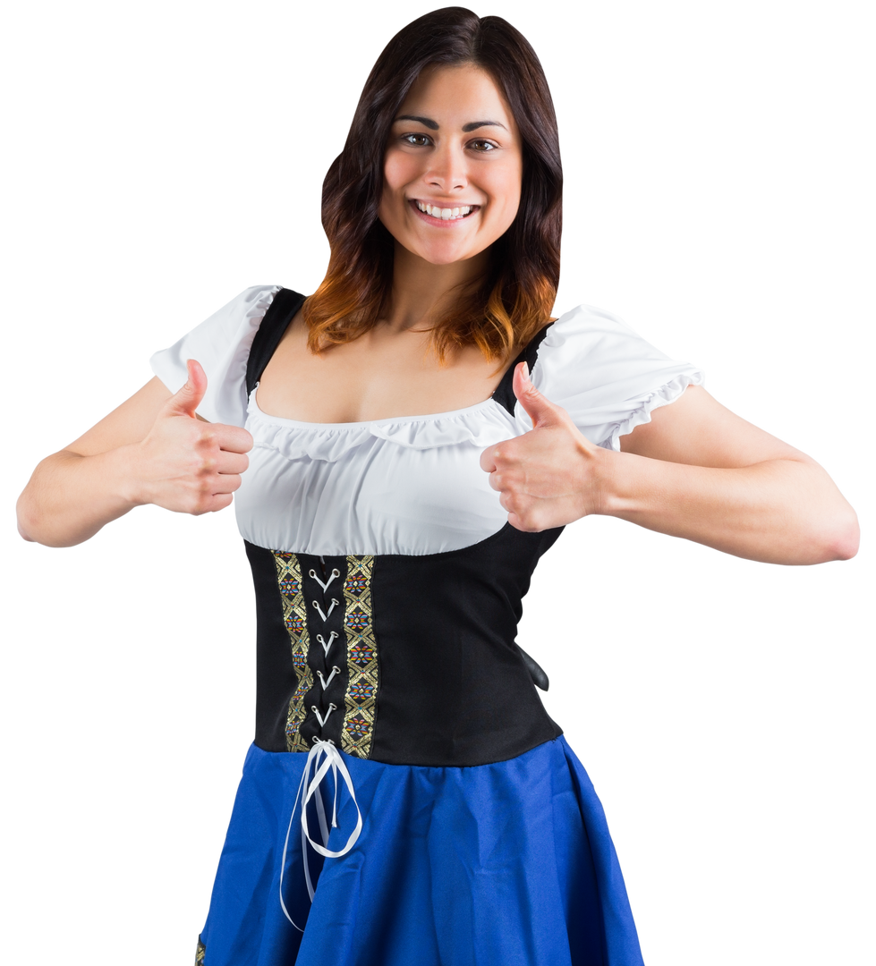 Transparent Oktoberfest Woman in Traditional Bavarian Costume Giving Thumbs Up - Download Free Stock Images Pikwizard.com