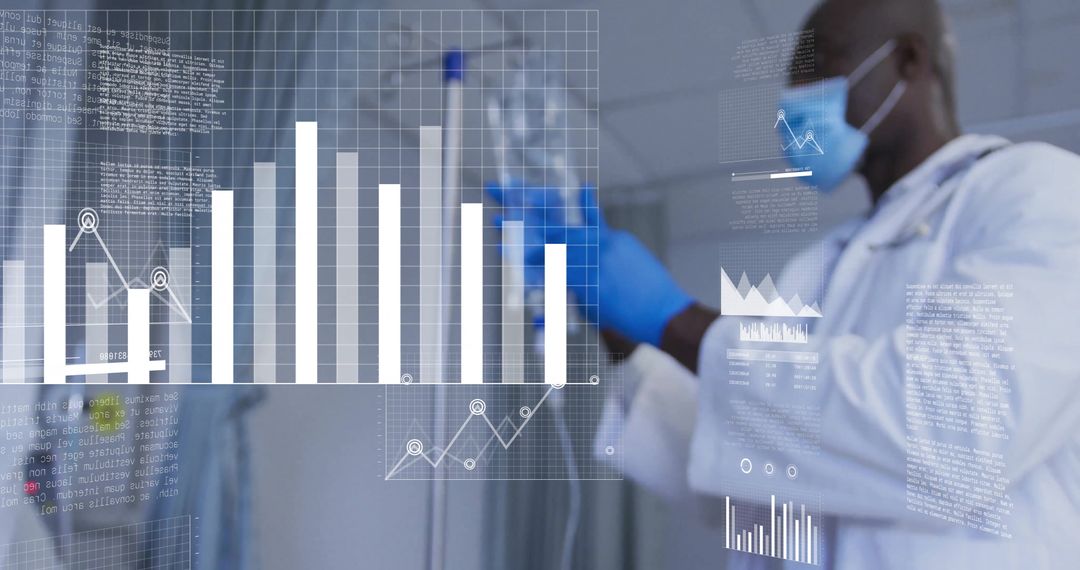 Scientist Analyzing Data with Digital Overlay in High-Tech Laboratory