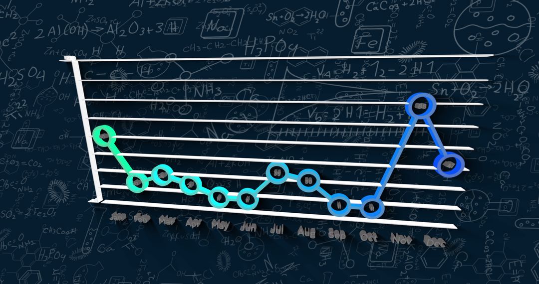 Colorful Data Graph on Scientific Chalkboard Background