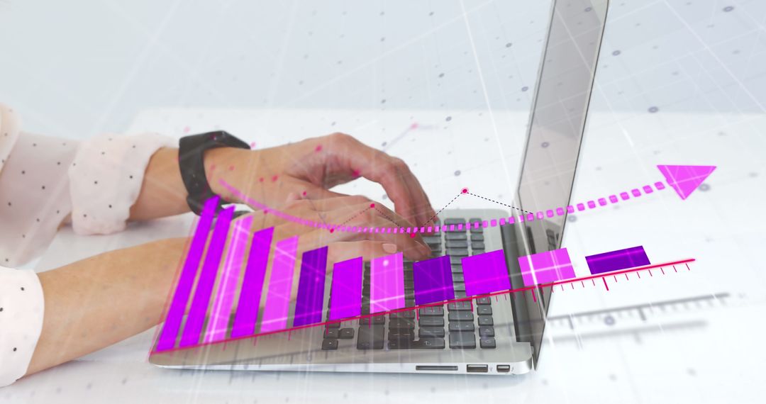 Business Growth Concept with Hands Typing on Laptop and Financial Chart