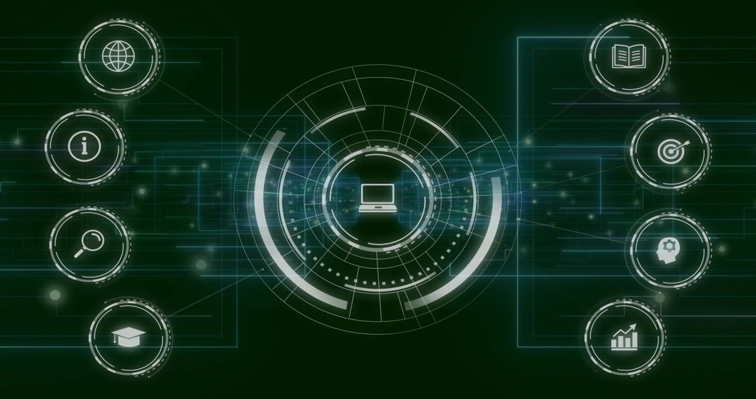 Futuristic Data Interface with Technology Icons