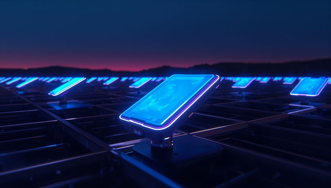 Futuristic Touchscreen Devices Illuminated at Dusk