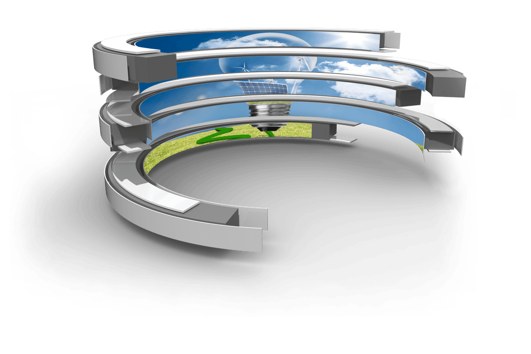 Transparent Rings Showing Light Bulb and Nature Concept